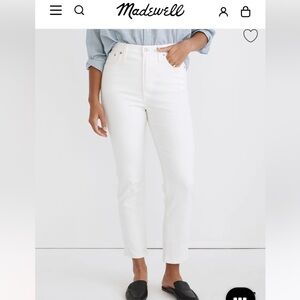 Madewell Perfect Vintage Jean in Tile White Size 33 Tall Excellent Condition